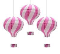 CEEYSEE RQFNS - Lot de 3 ballons à air chaud à suspendre - 30 cm - En papier multicolore - Avec gondole - Lanterne pliable - Pour mariage, fête - Rose