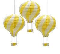 CEEYSEE RQHUS Lot de 3 ballons à air chaud, à suspendre, multicolores, en papier, 30 cm, avec gondole, lanternes en papier pliées, pour mariage, décoration de fête (jaune/RQHUS)