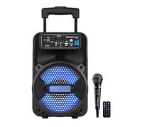 Cefa Toys Enceinte Portable Bluetooth avec Microphone, télécommande, Batterie Rechargeable, éclairage LED, Lecteur MP3 USB, poignée télécopique et Roues, 100 W.