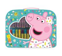 Cefa Toys- Mallette d'activités artistiques Peppa Pig, 12 marqueurs, 6 Couleur, règle, Gomme et Taille-Crayon. 32 x 25 x 2 cm, 21878, Multicolore