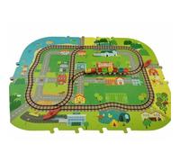 Cefa Toys - Train City Adventures avec Tapis Puzzle et Locomotive motorisée - Set de 60 pièces - Jeu créatif pour Enfants à partir de 3 Ans
