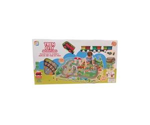 Cefa Toys - Train City Adventures avec Tapis Puzzle et Locomotive motorisée - Set de 60 pièces - Jeu créatif pour Enfants à partir de 3 Ans