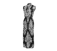CEFGR Femme Sexy sans Bretelles Longue Robe avec des Robes à Motifs imprimés Mode Décontractée Col en V sans Manches Robe(A-Noir,L)