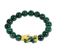CeFoney Bracelet Feng Shui en Jade Naturel Pixiu - Unisexe - Poli à la Main - Animal - Changement de Température, M, å¤æçŽ‰
