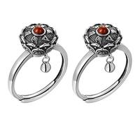 CeFoney Lot de 2 bagues ouvertes Sanskrit Mantra Om Mani Padme Hum - Bagues tournantes bouddhistes tibétaines avec roue de prière OM en laiton Lotus Mantra