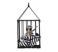 CeFurisy Décoration d'Halloween effrayante maison hantée avec détecteur de mouvement cage effrayante fantôme prisonnier avec yeux lumineux, décoration de maison hantée