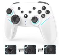 Cehensy Manette Switch Sans Fil pour Nintendo Switch/Lite/OLED/PC, Manette Switch Pro avec LED RGB 9 Couleurs,Batterie 950 mAh,Programmable,Wake Up,Turbo,6 Axis Gyro,Dual Vibration,Blanc