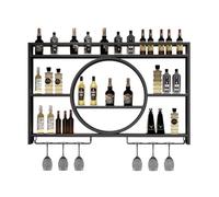 CEHJZQRPL Casier à vin Mural, Présentoir à vin en Fer, Support Mural en métal for présentoir à vin, étagères flottantes Barit, casiers à vin muraux(Black-with Light,100Cm)