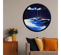 CEHJZQRPL Décoration de l'art du Sable en Mouvement, 17,4'', Sculpture rotative Murale en Sable, décoration de Chambre en 3D de Paysage de mer Profonde(N)