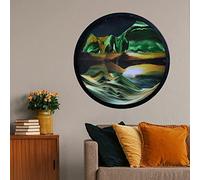 CEHJZQRPL Décoration de l'art du Sable en Mouvement, 3D, Paysages de Sable en Mouvement, Sculpture Ronde en Verre, Art des Profondeurs Marines, Rotation parallèle à 360 °, Montage Mural(C,9.4IN)