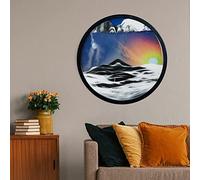 CEHJZQRPL Décoration de l'art du Sable en Mouvement, 3D, Paysages de Sable en Mouvement, Sculpture Ronde en Verre, Art des Profondeurs Marines, Rotation parallèle à 360 °, Montage Mural(E,11.4IN)