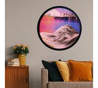 CEHJZQRPL Décoration de l'art du Sable en Mouvement, 3D, Paysages de Sable en Mouvement, Sculpture Ronde en Verre, Art des Profondeurs Marines, Rotation parallèle à 360 °, Montage Mural(D,11.4IN)
