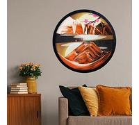 CEHJZQRPL Décoration de l'art du Sable en Mouvement, 3D, Paysages de Sable en Mouvement, Sculpture Ronde en Verre, Art des Profondeurs Marines, Rotation parallèle à 360 °, Montage Mural(A,11.4IN)