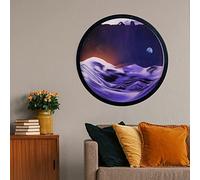CEHJZQRPL Décoration de l'art du Sable en Mouvement, 3D, Paysages de Sable en Mouvement, Sculpture Ronde en Verre, Art des Profondeurs Marines, Rotation parallèle à 360 °, Montage Mural(B,13.8IN)