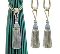 CEHJZQRPL Embrasses à Pompons Embrasses de Rideaux Artisanales élégantes, luxueuses et entièrement à Pampilles, idéales for la décoration de la Maison ou du Bureau.(Blu,2pcs)