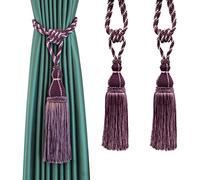 CEHJZQRPL Embrasses à Pompons Embrasses de Rideaux Artisanales élégantes, luxueuses et entièrement à Pampilles, idéales for la décoration de la Maison ou du Bureau.(Purple,2pcs)