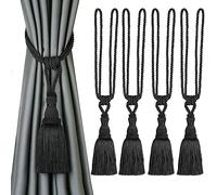 CEHJZQRPL Embrasses à Pompons Embrasses de Rideaux décoratives Faites à la Main, élégantes, en Corde, avec Pompons, for Rideaux(Black,4pcs)