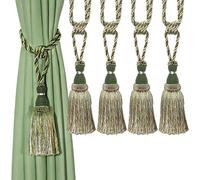 CEHJZQRPL Embrasses à Pompons Embrasses de Rideaux décoratives Faites à la Main, élégantes, en Corde, avec Pompons, for Rideaux(Grün,4pcs)