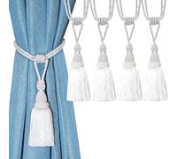 CEHJZQRPL Embrasses à Pompons Embrasses de Rideaux décoratives Faites à la Main, élégantes, en Corde, avec Pompons, for Rideaux(Wit,4pcs)