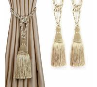CEHJZQRPL Embrasses à Pompons Embrasses de Rideaux décoratives Faites à la Main, élégantes, en Corde, avec Pompons, for Rideaux(Beige,2pcs)
