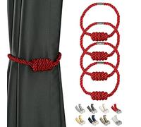 CEHJZQRPL Embrasses à Pompons Embrasses de Rideaux magnétiques, embrasses tissées Modernes avec nœud raffiné, Attaches de Rideaux for la décoration intérieure(Red,4 Pack)