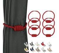 CEHJZQRPL Embrasses à Pompons Embrasses de Rideaux magnétiques, embrasses tissées Modernes avec nœud raffiné, Attaches de Rideaux for la décoration intérieure(Red,6 Pack)