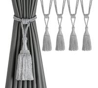 CEHJZQRPL Embrasses à Pompons Embrasses de Rideaux Modernes en Corde for Rideaux, élégantes et décoratives for l'extérieur avec Pompon(Soft Grey,4 Pack)