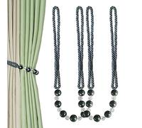 CEHJZQRPL Embrasses à Pompons Lot de 2 embrasses de Rideaux décoratives en Corde et Perles for la Maison et Le Bureau(Soft Grey)