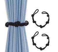 CEHJZQRPL Embrasses à Pompons Lot de 2 embrasses de Rideaux en Coton Faites à la Main, Style rétro, décoratives avec Une Seule Boule(Black)