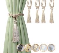 CEHJZQRPL Embrasses à Pompons Lot de 4 embrasses à Pompons for Rideaux, Faites à la Main, for la décoration de la Maison ou du Bureau(Beige)