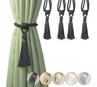 CEHJZQRPL Embrasses à Pompons Lot de 4 embrasses à Pompons for Rideaux, Faites à la Main, for la décoration de la Maison ou du Bureau(Charcoal)