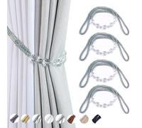 CEHJZQRPL Embrasses à Pompons Lot de 4 embrasses de Rideaux décoratives en Perles de Cristal, Faites à la Main(Light Blue)