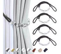 CEHJZQRPL Embrasses à Pompons Lot de 4 embrasses de Rideaux décoratives en Perles de Cristal, Faites à la Main(Charcoal)