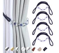 CEHJZQRPL Embrasses à Pompons Lot de 4 embrasses de Rideaux décoratives en Perles de Cristal, Faites à la Main(Navy Blue)