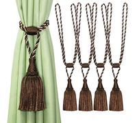 CEHJZQRPL Embrasses à Pompons Lot de 4 embrasses de Rideaux élégantes Faites à la Main avec Pompons for décoration de Maison ou de Bureau(Dark Coffee)