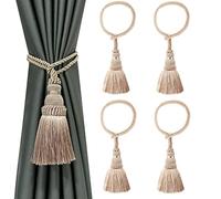 CEHJZQRPL Embrasses à Pompons Lot de 4 embrasses de Rideaux en Corde et Pompons, Faites à la Main, décoratives for l'extérieur et la Maison(Khaki)