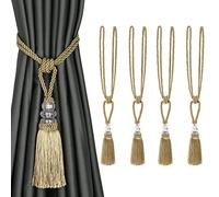 CEHJZQRPL Embrasses à Pompons Lot de 4 embrasses de Rideaux Faites à la Main avec Pompons et Corde en Cristal, décoration d'intérieur(Golden)