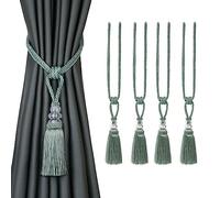 CEHJZQRPL Embrasses à Pompons Lot de 4 embrasses de Rideaux Faites à la Main avec Pompons et Corde en Cristal, décoration d'intérieur(Blu)