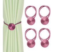 CEHJZQRPL Embrasses à Pompons Lot de 4 embrasses de Rideaux magnétiques, Attaches de fenêtre, Attaches en Corde, Attaches créatives for la Maison, Le Bureau et la décoration(Roze)