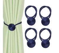 CEHJZQRPL Embrasses à Pompons Lot de 4 embrasses de Rideaux magnétiques, Attaches de fenêtre, Attaches en Corde, Attaches créatives for la Maison, Le Bureau et la décoration(Dark Blue)