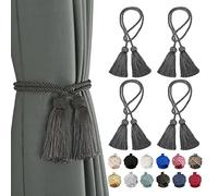 CEHJZQRPL Embrasses à Pompons Lot de 4 embrasses décoratives Faites à la Main avec Pompons à Double tête(Charcoal)