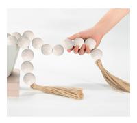 CEHJZQRPL Grande guirlande de perles en bois noires, 4 cm de diamètre, 104 cm de long, décoration rustique de style campagnard(7 Rustic White,60 inches)