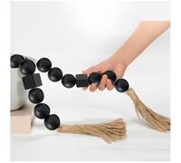 CEHJZQRPL Grande guirlande de perles en bois noires, 4 cm de diamètre, 104 cm de long, décoration rustique de style campagnard(8 Black Round and Square Beads,41 Inches)