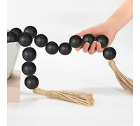 CEHJZQRPL Grande guirlande de perles en bois noires, 4 cm de diamètre, 104 cm de long, décoration rustique de style campagnard(Black,76 Inches)