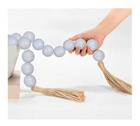 CEHJZQRPL Grande guirlande de perles en bois noires, 4 cm de diamètre, 104 cm de long, décoration rustique de style campagnard(6 Grey,41 Inches)