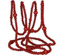 CEHJZQRPL Guirlande de perles en bois de Noël de 12 pieds, ronde, artisanale, style ferme, style vintage, for décoration de Noël(Dark Red)