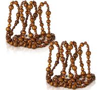 CEHJZQRPL Guirlande de perles en bois de Noël rustique, 2 pièces/8,2 pieds, guirlande décorative en perles de bois for arbre de Noël(Coffee)