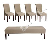 CEHJZQRPL Housses de Chaise Housse de Chaise en Jacquard Lavable Parsons - Housse de Protection de siège Amovible - 4 Housses de Chaise + 1 Housse de Banc
