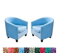 CEHJZQRPL Housses de Chaise Housse de Fauteuil en Velours for fauteuils, Housse Extensible, Housse de canapé 2 pièces, Housse de Protection Amovible et Lavable for Meubles de Club(Sky Blue,2 PCS)