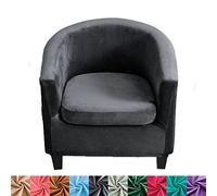 CEHJZQRPL Housses de Chaise Housse de Fauteuil en Velours for fauteuils, Housse Extensible, Housse de canapé 2 pièces, Housse de Protection Amovible et Lavable for Meubles de Club(Dark Grey,1 PCS)